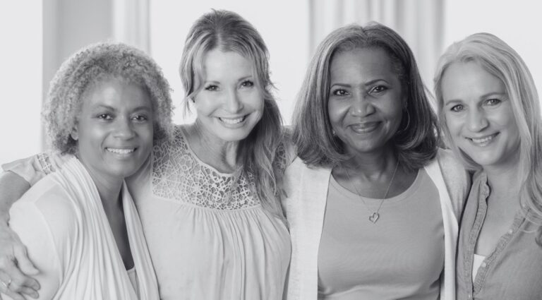 group of women in black and white